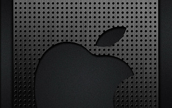 apple apple metal grey chrome logo grille cell holes HD wallpaper