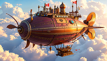 Majestic Steampunk Airship - Ultra, steampunk, Airship, cloud, fantasy HD wallpaper