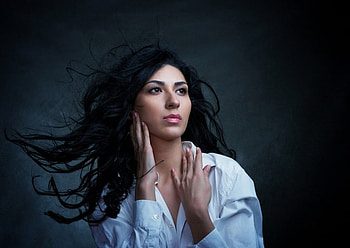 Lovely dreamer, dreamer girl, dreamer, missing you, remember, beauty, white shirt, lady, lips, dreams, eyes, girl, lovely girl, black hair, love, stare, face, thinking HD wallpaper
