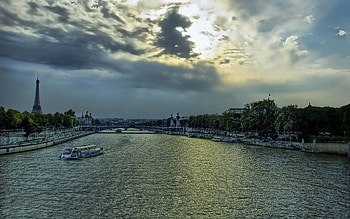 Cities, Rivers, Paris, Eiffel Tower, France, Evening HD wallpaper