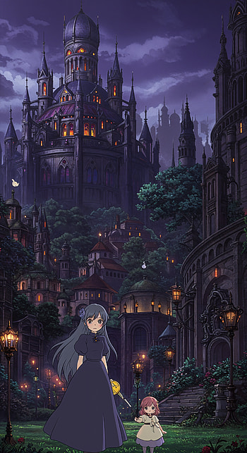 Gothic Anime : Enchanted Night in a Dark Realm, fantasy, castle, Anime, night, anime night, fantasy anime HD phone wallpaper