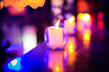 Light, blue, colorful, pink, candle, yellow HD wallpaper