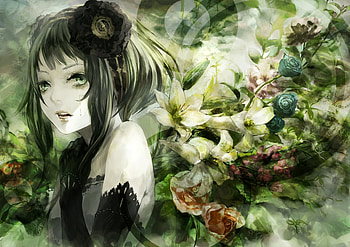 Fragments-out-of-the-virtual-interface, sexy, cry, hot, tear, cute, girl, anime girl, anime, fantasy, abstract, flower, female HD wallpaper