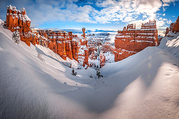 Fresh Snow on Bryce Canyon NP, Utah, nature, snow, usa, canyon HD wallpaper