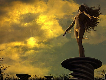 Sunset Girl, lady, fantasy, girl, woman, sunset, female HD wallpaper