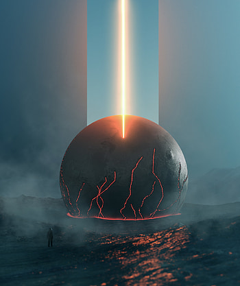 Fantasy, Art, Fog, Glow, Future, Lava, Meteorite HD phone wallpaper