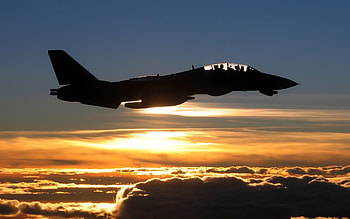 Transport, Sunset, Sky, Clouds, Airplanes, Weapon HD wallpaper