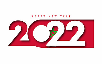 Happy New Year 2022 Morocco, white background, Morocco 2022, Morocco 2022 New Year, 2022 concepts, Morocco, Flag of Morocco HD wallpaper
