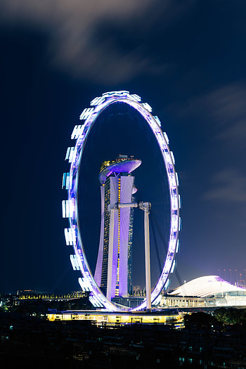 Night, ferris wheel, architecture HD phone wallpaper
