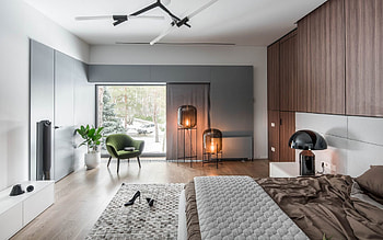 stylish bedroom design, minimal style, modern interior, Edison lamps in the bedroom, idea for a bedroom, modern interior design, bedroom HD wallpaper