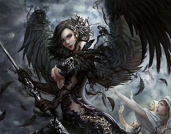 Valkirie, wings, fantasy, angel, girl, luminos, hoanglap solan HD wallpaper