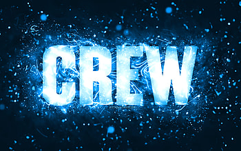 Happy Birtay Crew, , blue neon lights, Crew name, creative, Crew Happy Birtay, Crew Birtay, popular american male names, with Crew name, Crew HD wallpaper