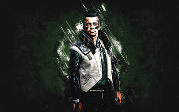 Fredrik Persso, Cyberpunk 2077, blue stone background, Cyberpunk 2077 Characters, Fredrik Persso Cyberpunk, Fredrik Persso character HD wallpaper