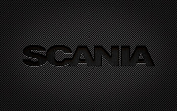Scania carbon logo, , grunge art, carbon background, creative, Scania black logo, cars brands, Scania logo, Scania HD wallpaper