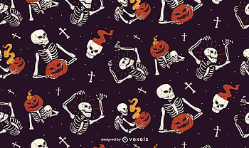 Texture, black, bones, skeleton, pumpkin, vexels, skull, white, orange, halloween HD wallpaper