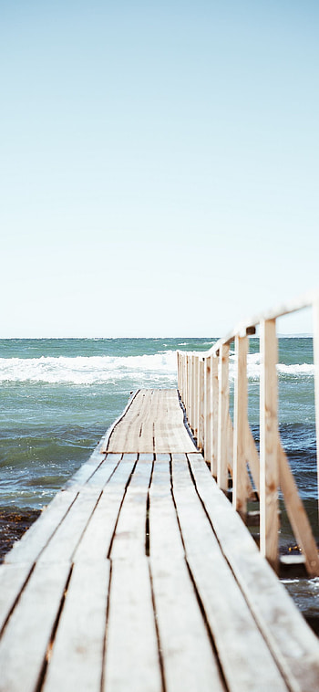 wood, sky, sea, man made, pier HD phone wallpaper