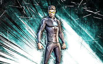 Tony Stark, grunge art, Fortnite Battle Royale, Fortnite characters, blue abstract rays, Tony Stark Skin, Fortnite, Tony Stark Fortnite HD wallpaper
