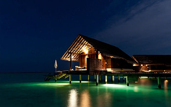 Nature, Night, Tropics, Maldives, Bungalow HD wallpaper