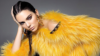 Kendall Jenner, girl, model, yellow, fur, woman HD wallpaper