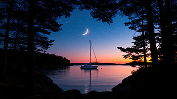 Boat Night Minimal Nature , boat, night, minimalism, minimalist, ai, artist, artwork, digital-art HD wallpaper