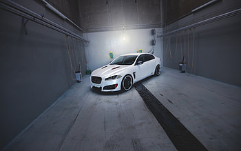 Jaguar XF, front view, white sedan, white Jaguar XF, Jaguar XF tuning, British cars, Jaguar HD wallpaper