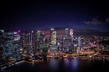 Night, cityscape, Singapore HD wallpaper