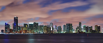 Miami Skyline, Nighttime splendor, Panoramic landscapes, City of dreams HD wallpaper