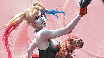 Harley Quinn Hyenas, harley-quinn, superheroes, artwork HD wallpaper