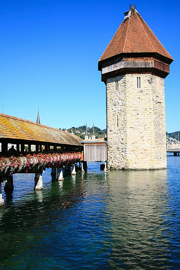 Chapel Bridge, Lucerne, Swiss bridge, Architectural wonder HD phone wallpaper