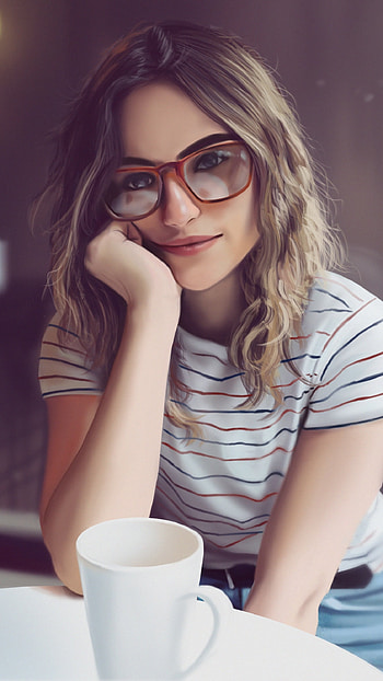 Cute Girl, Glasses, glacess HD phone wallpaper