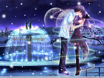 anime kiss, blue, kiss, anime HD wallpaper