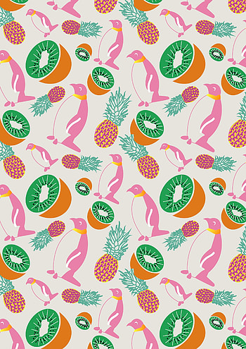 Pinguins, Art, Kiwi, Pineapples, Pattern, Texture, Textures HD phone wallpaper