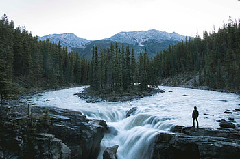 Nature, Mountains, Waterfall, Human, Person, Loneliness HD wallpaper