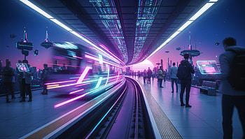 : Neon Metro Rush — Cyberpunk, Cyberpunk, Neon Lights, Train Tracks HD wallpaper