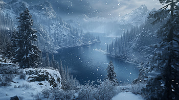 Serene Winter Landscape: A Stunning of Lake and Mountains, snow, landscape, lake, mountain, Snowy Mountain HD wallpaper