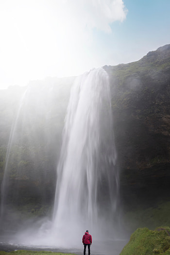 Nature, Waterfall, Spray, Break, Precipice, Human, Person, Sunlight HD phone wallpaper