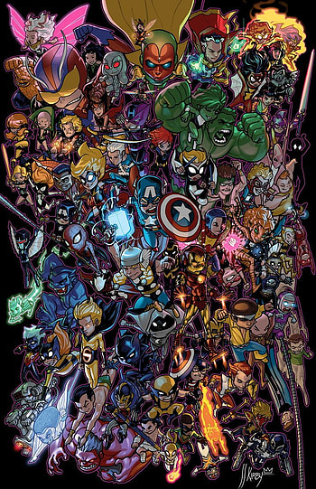 Li'l Avengers. Avengers , Marvel comics , Superhero , Marvel Sticker Bomb HD phone wallpaper