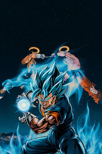 Gogeta, electric blue, art, anime HD phone wallpaper