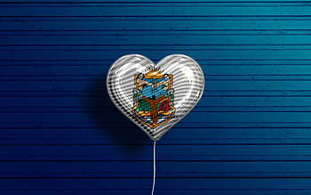 I Love Baja California, , realistic balloons, blue wooden background, Day of Baja California, mexican states, flag of Baja California, Mexico, balloon with flag, States of Mexico, Baja California flag, Baja California HD wallpaper