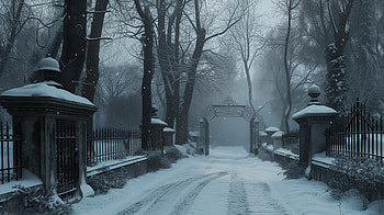 Winter Serenity: Snowy Road, winter, snowy road, snow, forest, gate HD wallpaper