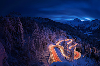 Time Lapse graphy Forest Landscape Mountain Night Road Snow, time-lapse, nature, graphy, forest, landscape, mountains, winter HD wallpaper