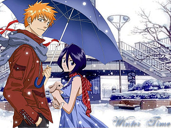 Ichigo and Rukia, anime couple, bleach, ichigo, rukia HD wallpaper