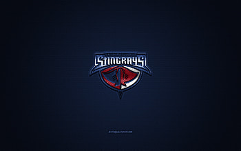 South Carolina Stingrays, American hockey club, ECHL, gray logo, blue carbon fiber background, East Coast Hockey League, hockey, South Carolina, USA, South Carolina Stingrays logo HD wallpaper