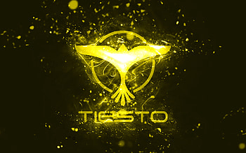 Tiesto yellow logo, , Dutch DJs, yellow neon lights, creative, yellow abstract background, DJ Tiesto logo, Tijs Michiel Verwest, Tiesto logo, music stars, DJ Tiesto HD wallpaper
