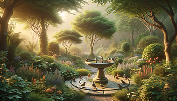 Enchanted Garden Bird Bath, bird bath, garden, nature, bird, fountain HD wallpaper
