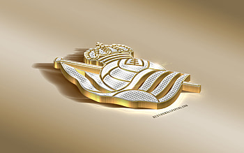 Real Sociedad, 3d, golden, logo, football HD wallpaper