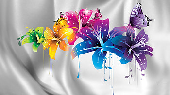 Painted Lilies, colorful, Firefox theme, satin, butterfly, bright, floral, flowers, tiger lilies HD wallpaper