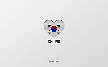 I Love Sejong, South Korean cities, Day of Sejong, gray background, Sejong, South Korea, South Korean flag heart, favorite cities, Love Sejong HD wallpaper