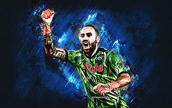 David Ospina, Napoli, Colombian footballer, goalkeeper, blue stone background, Serie A, soccer, SSC Napoli HD wallpaper