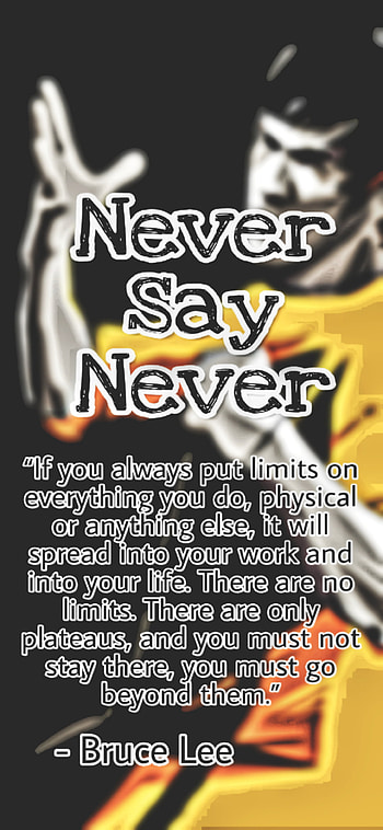 Never say never - Bruc, , zedge, art, product, mrbadhonroy, advice, , google, bruce, lee HD phone wallpaper